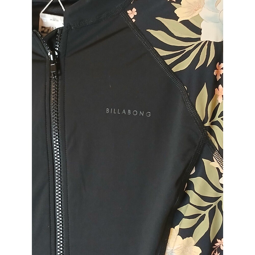 BILLABONG Swimsuit Sz M/L Zip Front Long Sleeve UV Protection Black/Tropical $99 - Picture 8 of 16